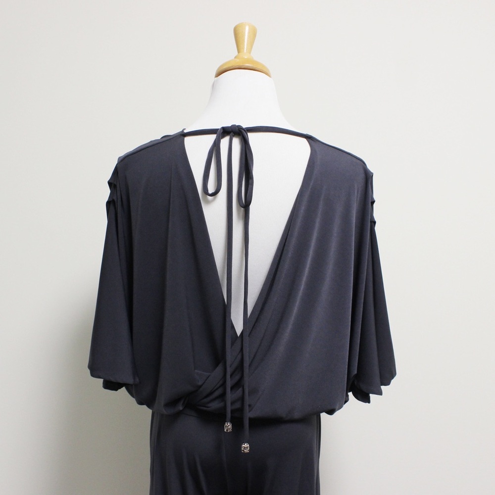 Julian Chang Jumpsuit Gunmetal Gray Dolman V Neck - Picture 6 of 8